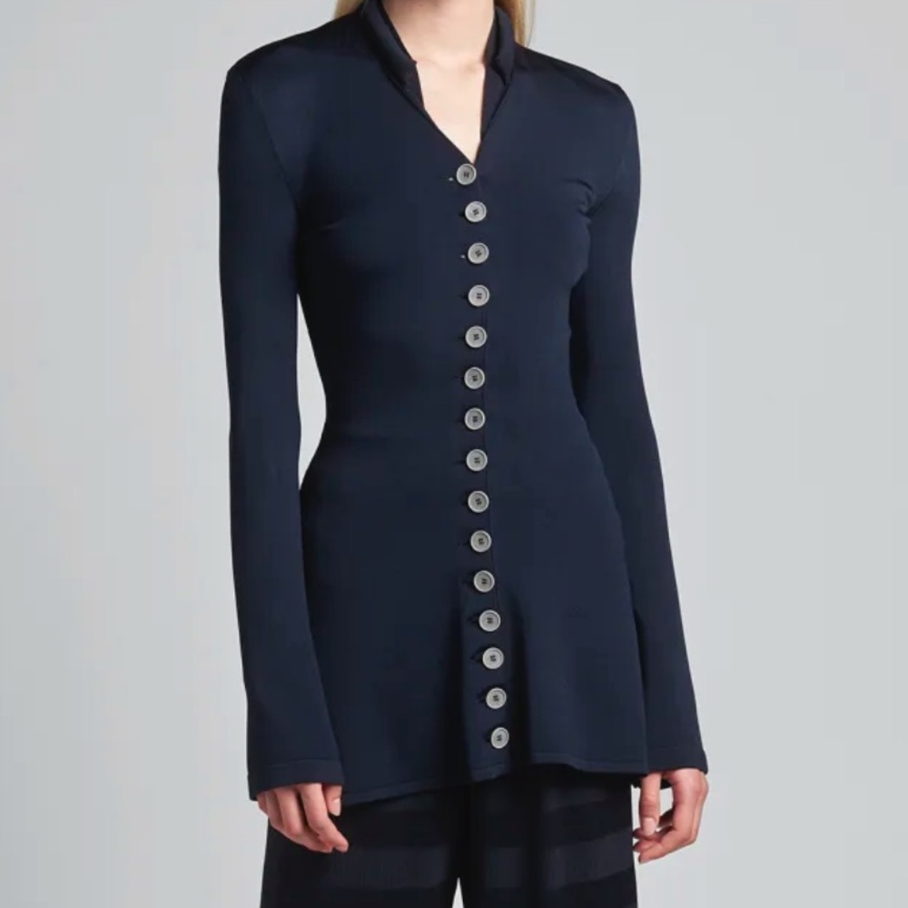 Giorgio Armani Navy Knitwear Button Down Cardigan Tunic Long sleeve Jersey Top